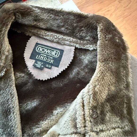 NOVELTI Vintage Sage Olive Green Faux Suede Coat Boho Cottagecore Penny Lane Y2K - Picture 5 of 7